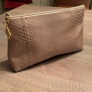 ARMENTA metallic greige clutch
